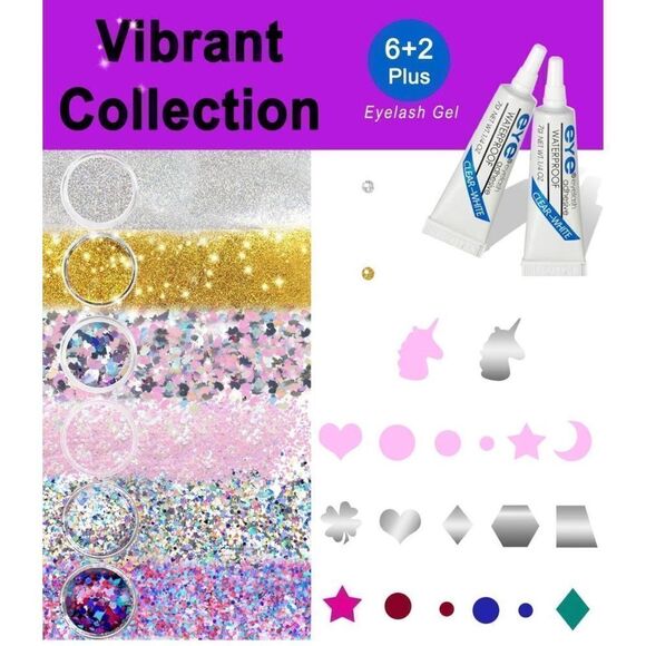 NWT 6 Jars Holographic Cosmetic Face Glitter, for Festival & Halloween Alien Mak - Picture 3 of 8